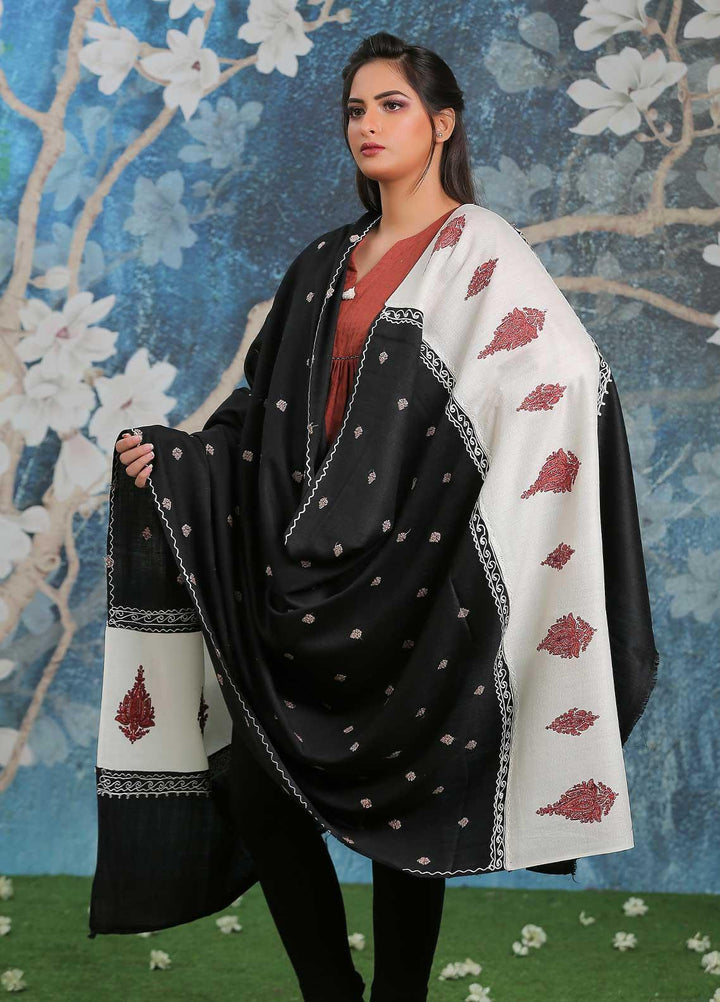 Sanaulla Exclusive Range Embroidered Pashmina  Shawl SU21PP AKP-26 White-2 - Pure Pashmina Shawls