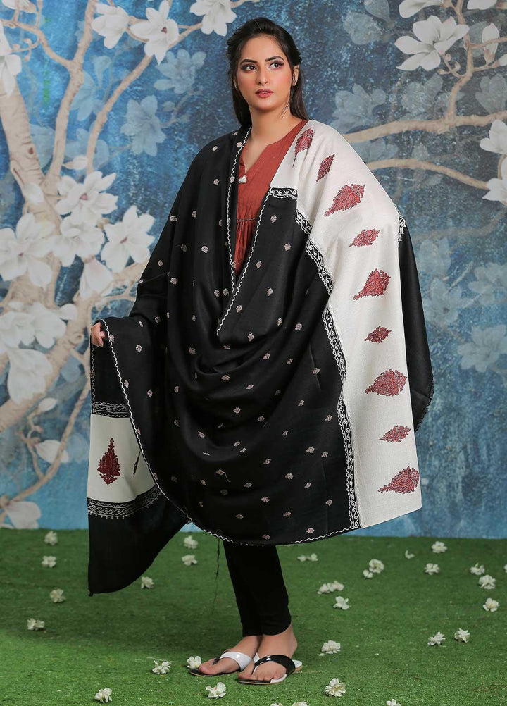 Sanaulla Exclusive Range Embroidered Pashmina  Shawl SU21PP AKP-26 White-2 - Pure Pashmina Shawls