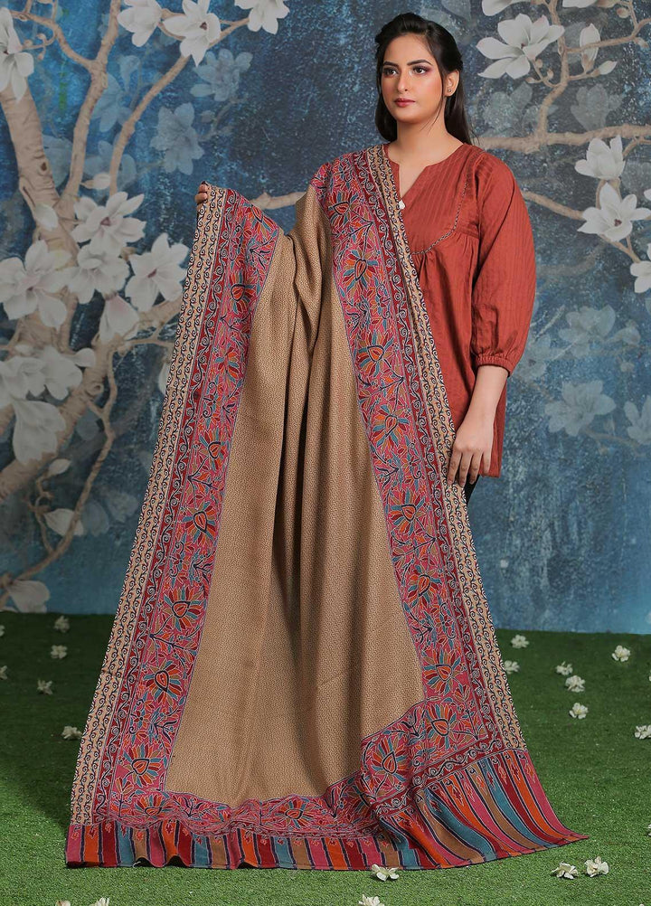 Sanaulla Exclusive Range Embroidered Pashmina  Shawl SU21PP AKP-28 Multi-2 - Pure Pashmina Shawls