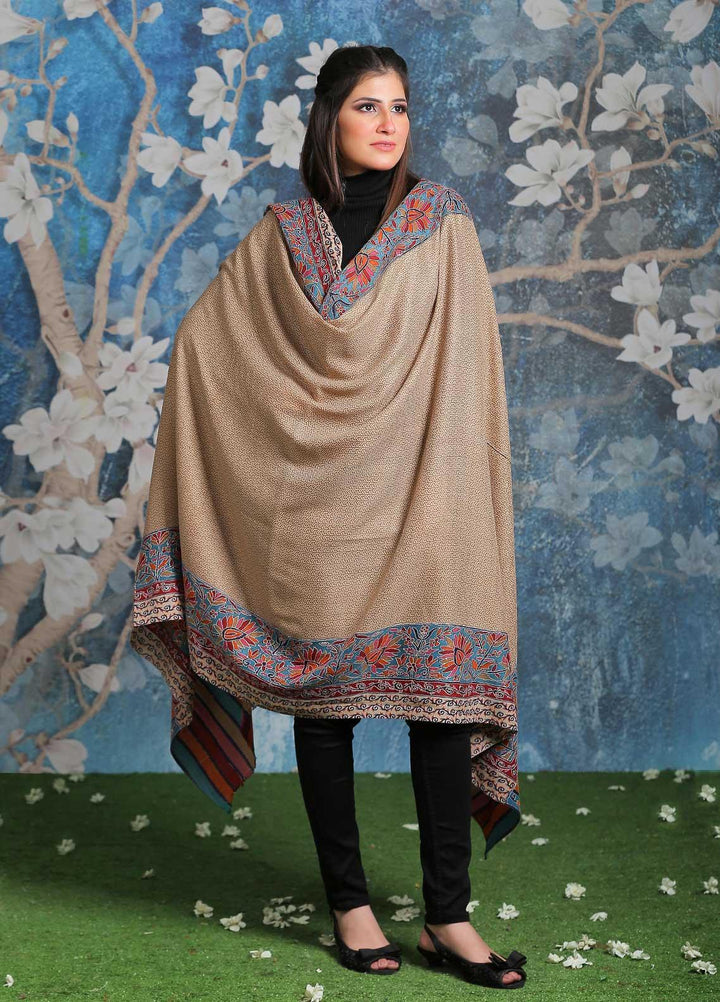 Sanaulla Exclusive Range Embroidered Pashmina  Shawl SU21PP AKP-28 Multi-3 - Pure Pashmina Shawls