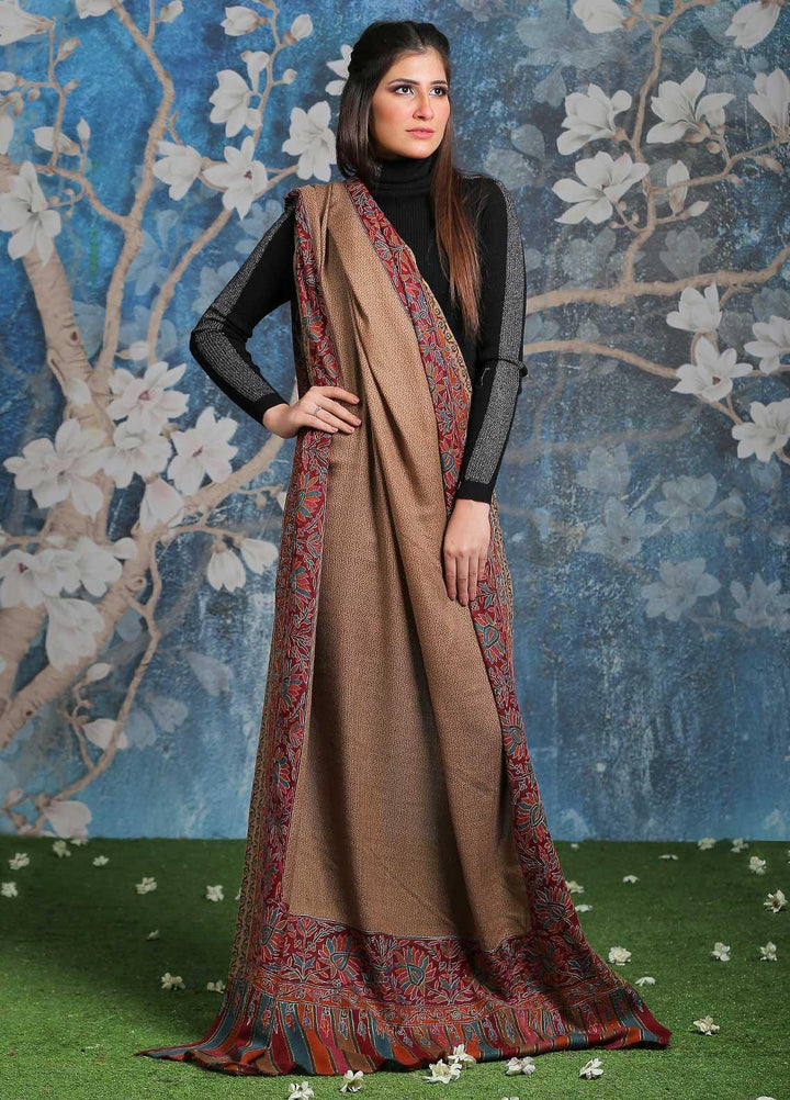 Sanaulla Exclusive Range Embroidered Pashmina  Shawl SU21PP AKP-28 Multi-4 - Pure Pashmina Shawls