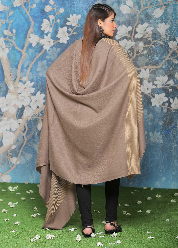 Sanaulla Exclusive Range  Pashmina  Shawl SU21PP AKP-47 Brown-1 - Pure Pashmina Shawls