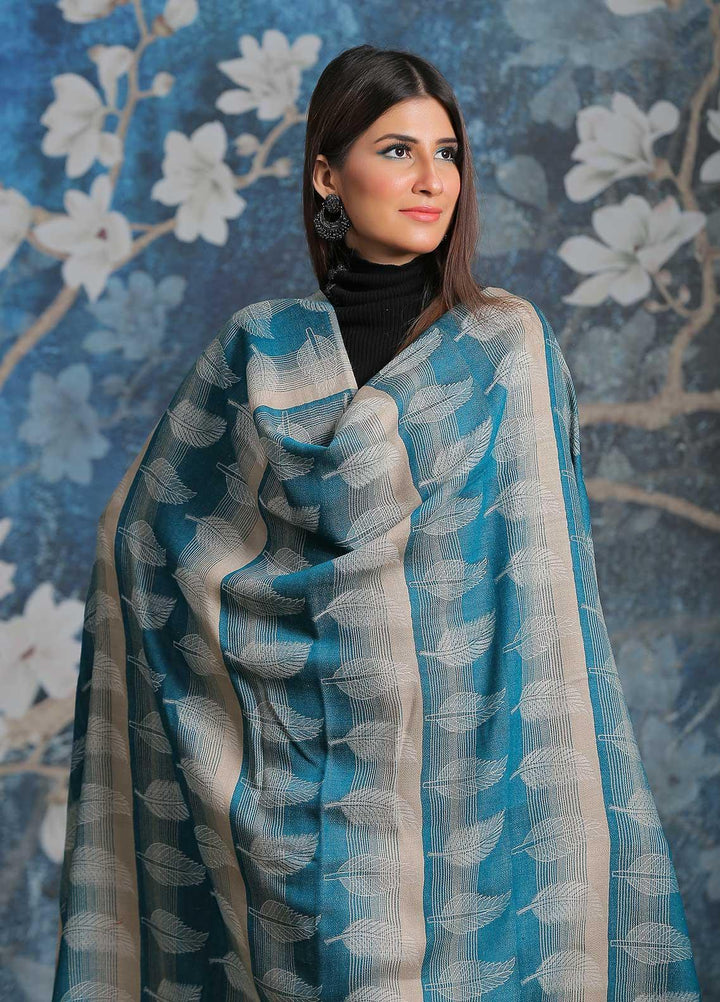 Sanaulla Exclusive Range  Pashmina  Shawl SU21PP AKP-47 Ferozi-1 - Pure Pashmina Shawls
