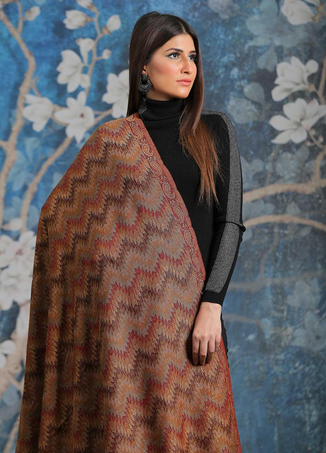 Sanaulla Exclusive Range  Pashmina  Shawl SU21PP AKP-50 Brown-4 - Pure Pashmina Shawls