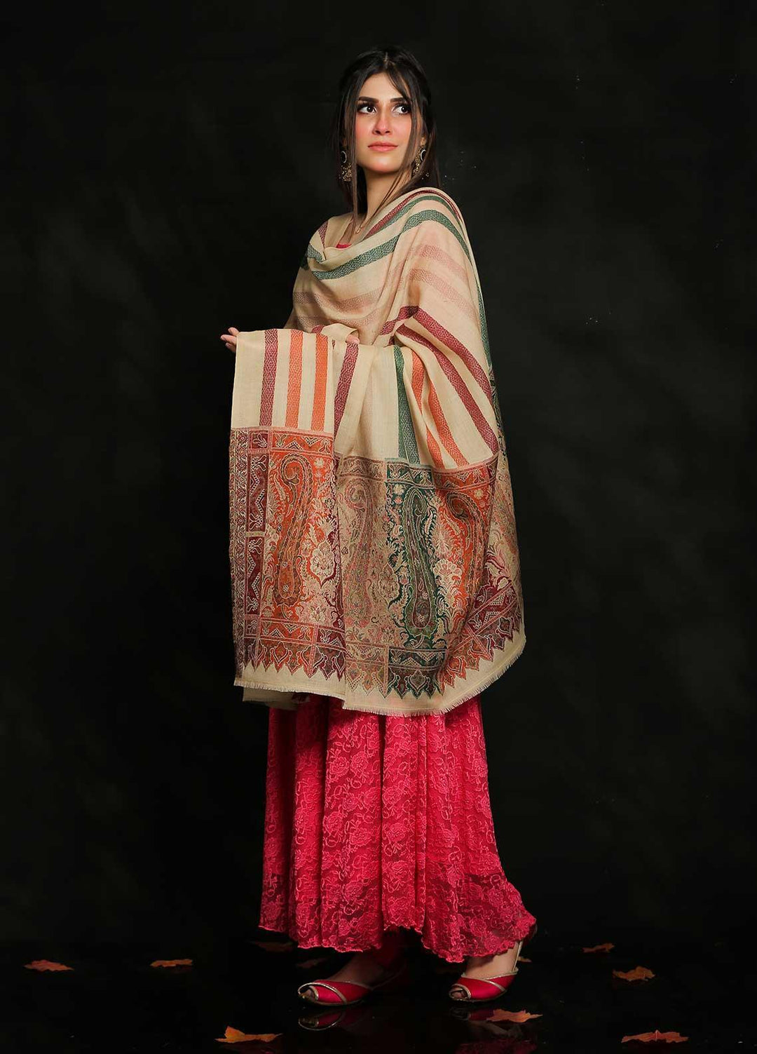 Sanaulla Exclusive Range Embroidered Pashmina  Shawl Ladies Shawl 126864 - Pashmina Shawls