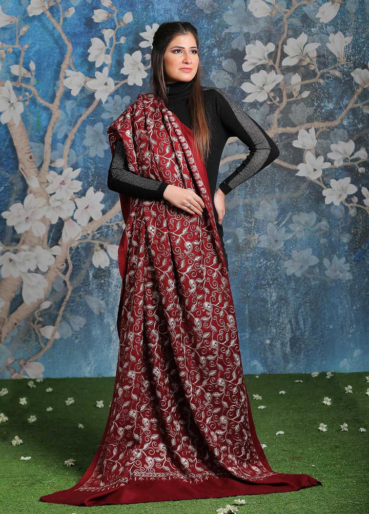 Sanaulla Exclusive Range Embroidered Pashmina  Shawl SU21PP MIR-16 Black 2 - Pure Pashmina Shawls
