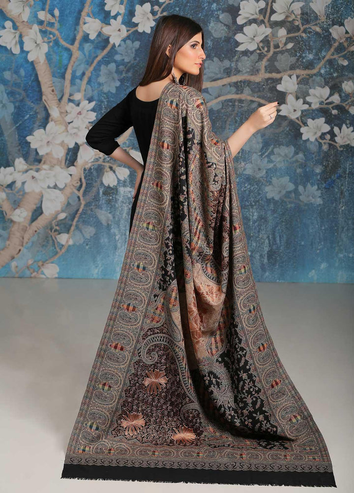 Sanaulla Exclusive Range Embroidered Pashmina  Shawl MIR-25 Blue 3 - Pashmina Shawls
