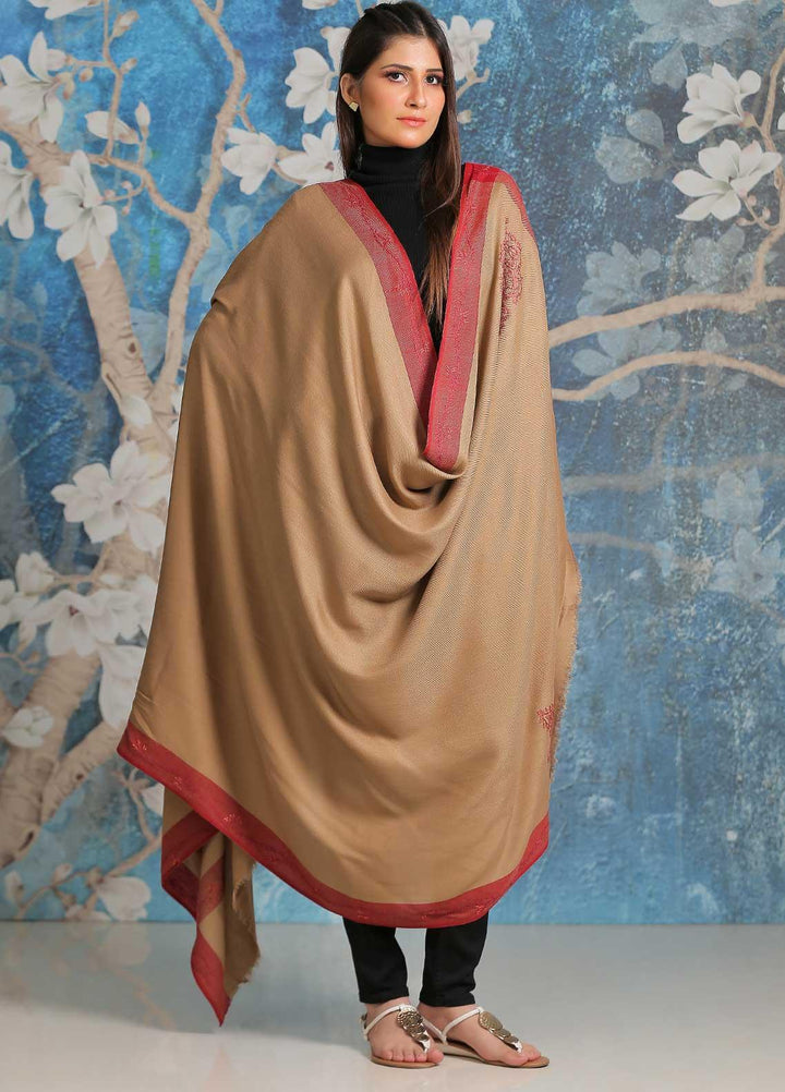 Sanaulla Exclusive Range  Pashmina  Shawl SU21PP MIR-42 Brown 2 - Pure Pashmina Shawls
