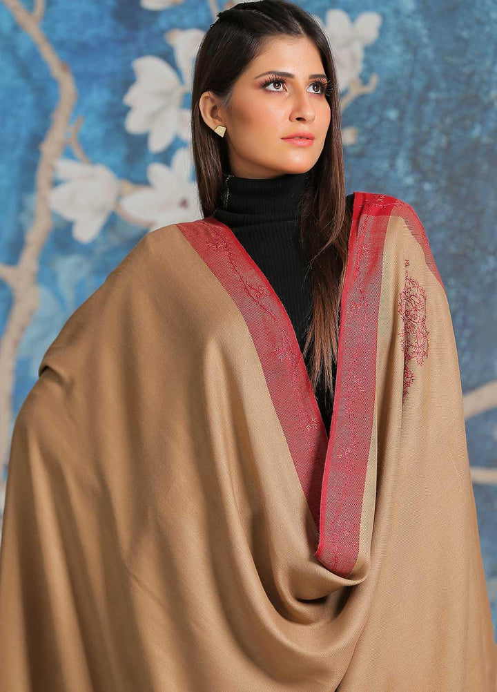 Sanaulla Exclusive Range  Pashmina  Shawl SU21PP MIR-42 Brown 2 - Pure Pashmina Shawls