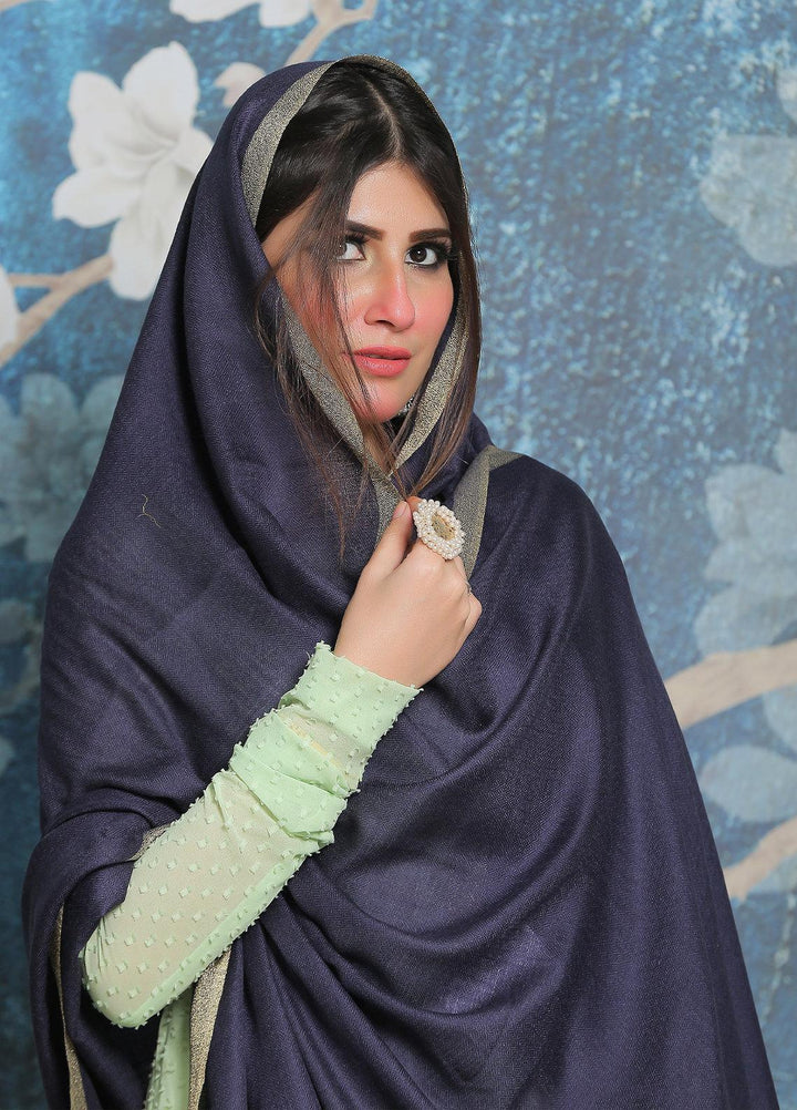 Sanaulla Exclusive Range Pashmina Shawl SU21PP AKP-45 Blue Pure Pashmina Shawls