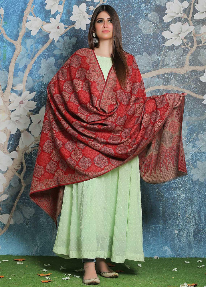 Sanaulla Exclusive Range Pashmina Shawl SU21PP AKP-50 Red Pure Pashmina Shawls