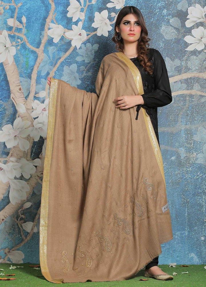 Sanaulla Exclusive Range Pashmina Shawl SU21PP MIR-41 Brown 1 Pure Pashmina Shawls