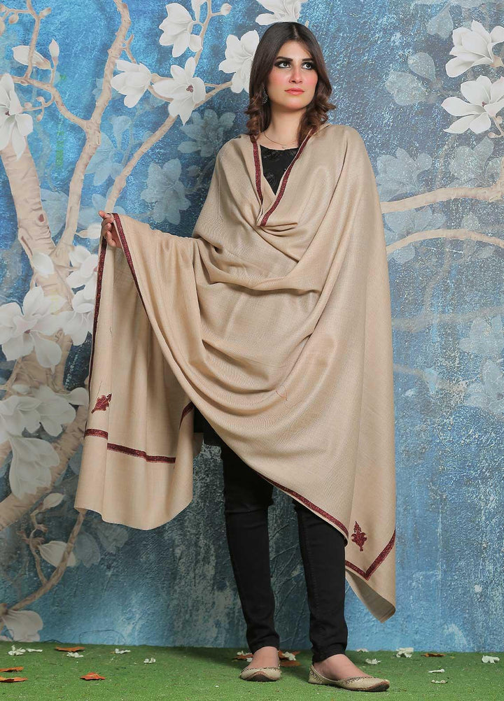 Sanaulla Exclusive Range Pashmina Shawl SU21PP AKP-36 Fawn-1 Pure Pashmina Shawls