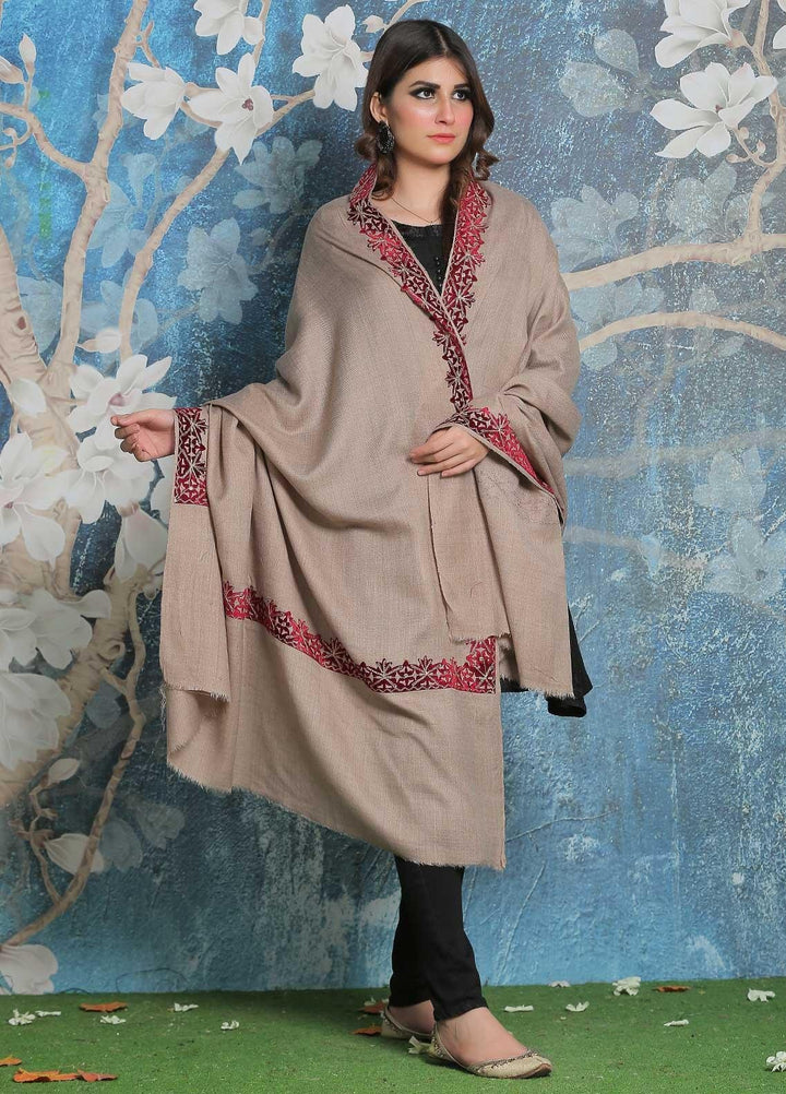 Sanaulla Exclusive Range Pashmina Shawl SU21PP AKP-40 Brown-1 Pure Pashmina Shawls