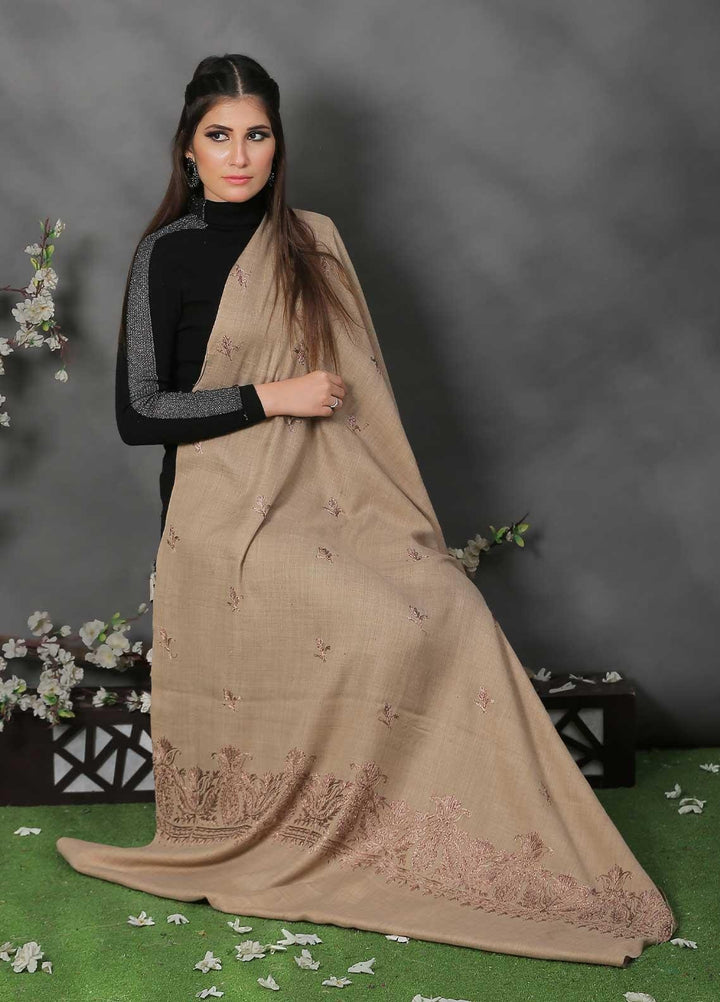 Sanaulla Exclusive Range Pashmina Shawl SU21PP AKP-38 Brown-5 Pure Pashmina Shawls