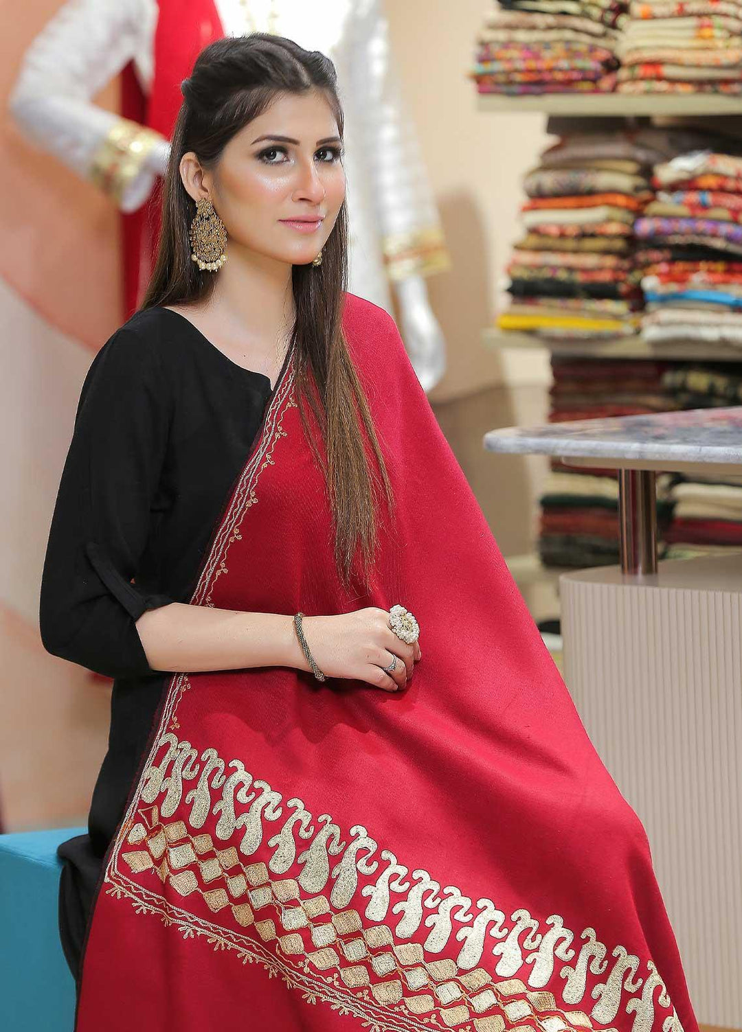 Sanaulla Exclusive Range Pashmina Shawl SU21PP MIR-23 Maroon 2 Pure Pashmina Shawls
