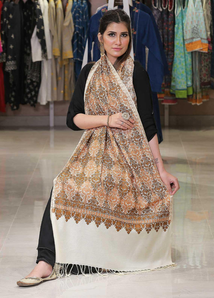 Sanaulla Exclusive Range Pashmina Shawl SU21PP MIR-24 Fawn 1 Pure Pashmina Shawls