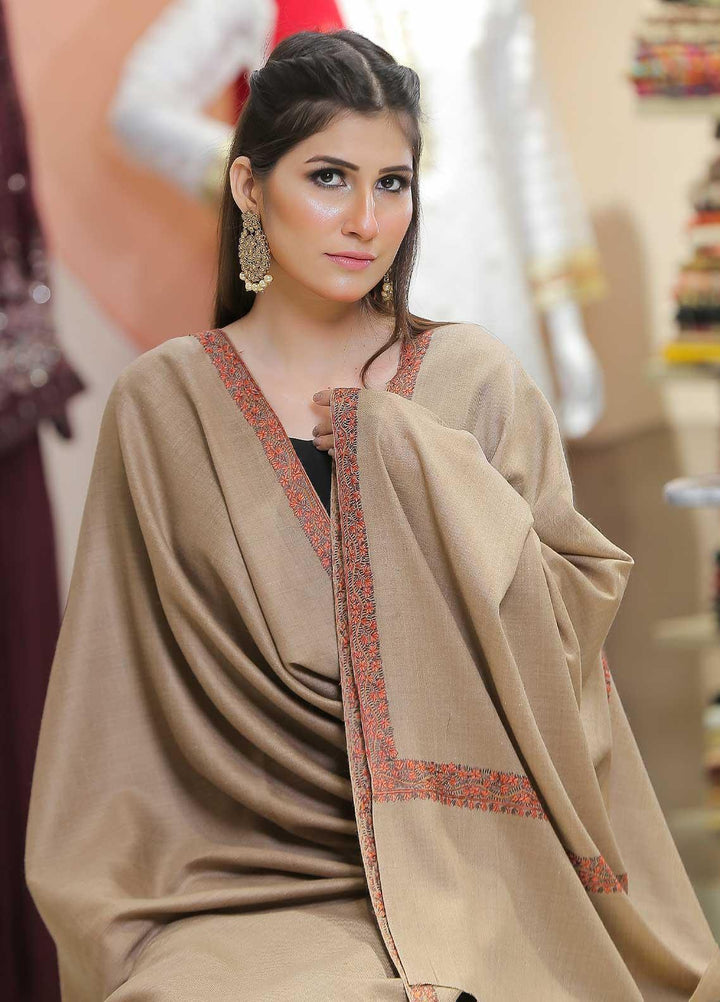 Sanaulla Exclusive Range Pashmina Shawl SU21PP MIR-39 Fawn 5 Pure Pashmina Shawls