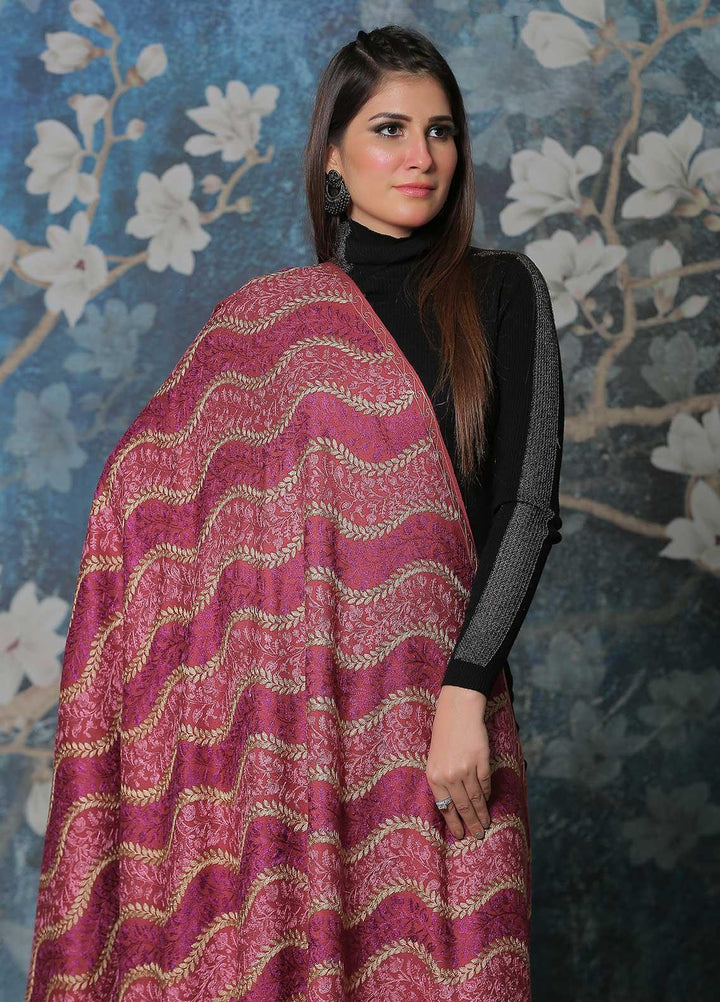 Sanaulla Exclusive Range Pashmina Shawl SU21PP AKP-31 Pink Pure Pashmina Shawls