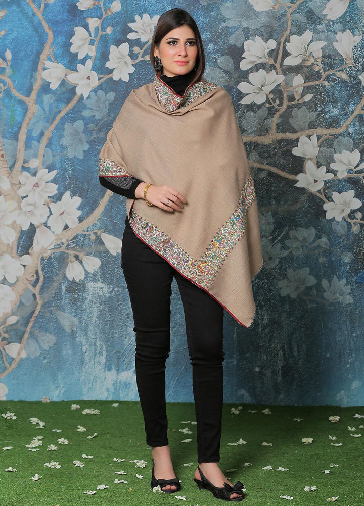 Sanaulla Exclusive Range Pashmina Shawl SU21PP AKP-49 Brown-1 Pure Pashmina Shawls