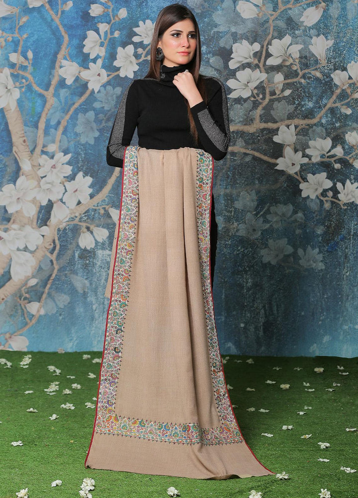 Sanaulla Exclusive Range Pashmina Shawl SU21PP AKP-49 Brown-1 Pure Pashmina Shawls
