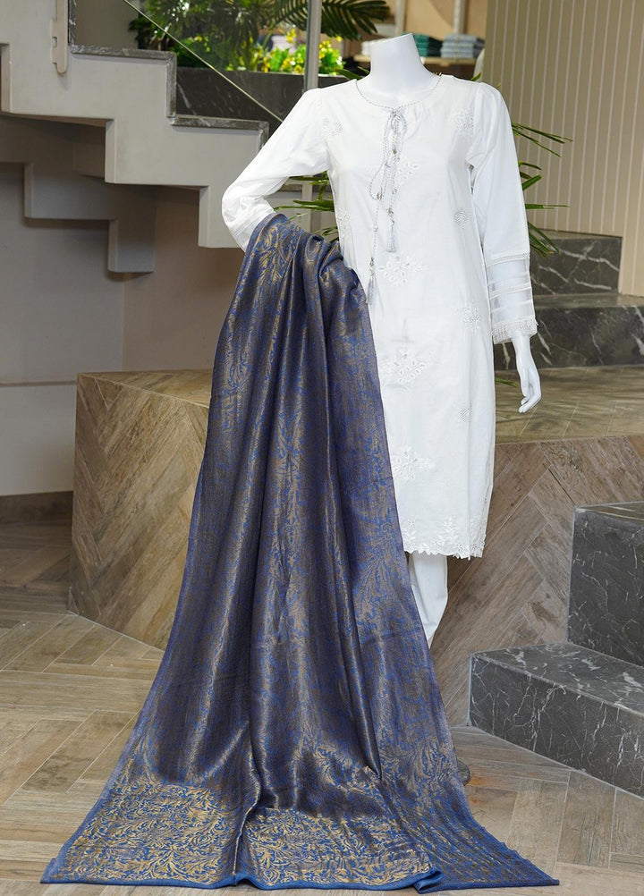 Sanaulla Exclusive Range  Pashmina  Shawls MAMA-01 Blue - Pashmina Shawls