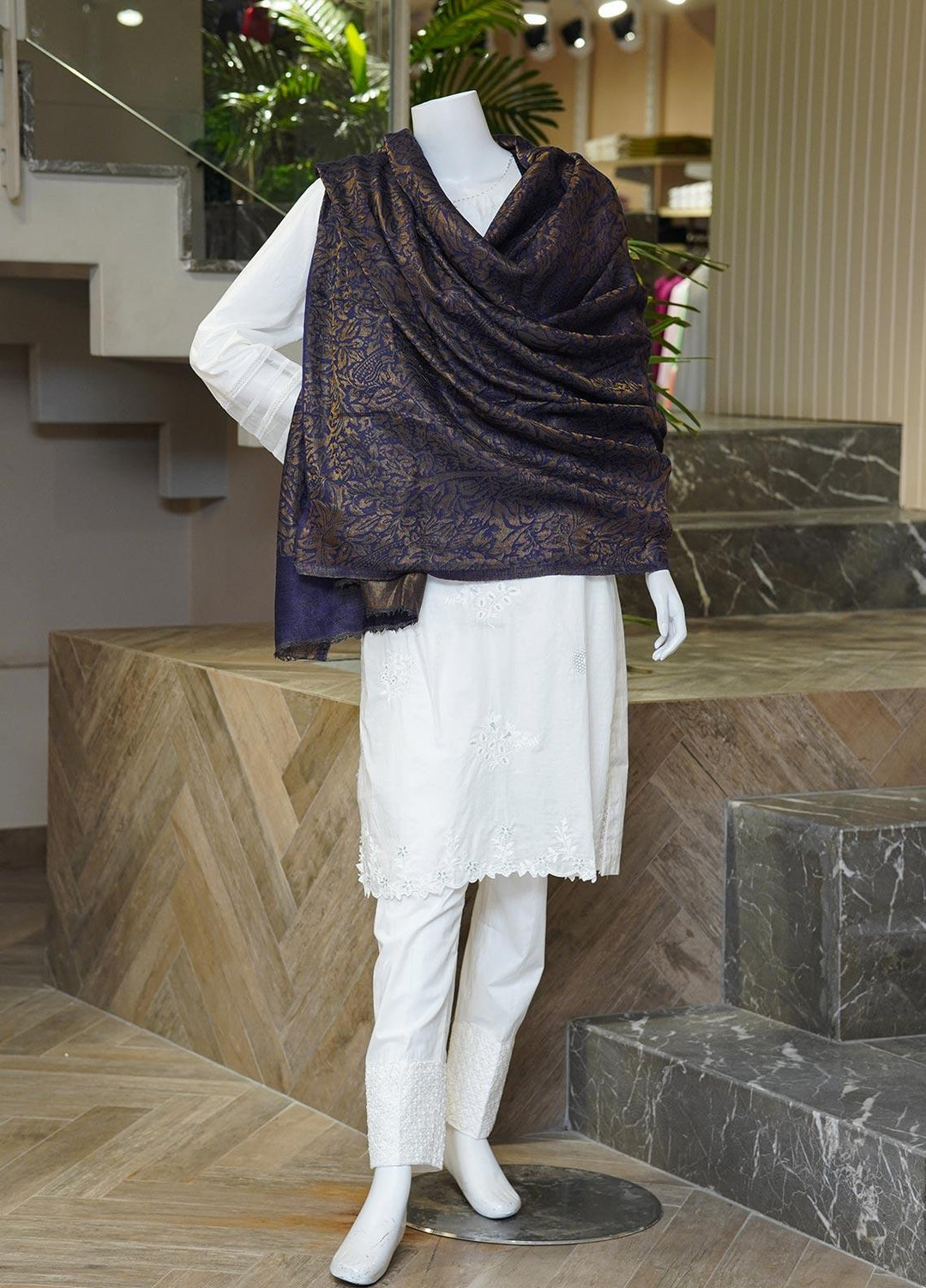 Sanaulla Exclusive Range  Pashmina  Shawls MAMA-01 Purple - Pashmina Shawls