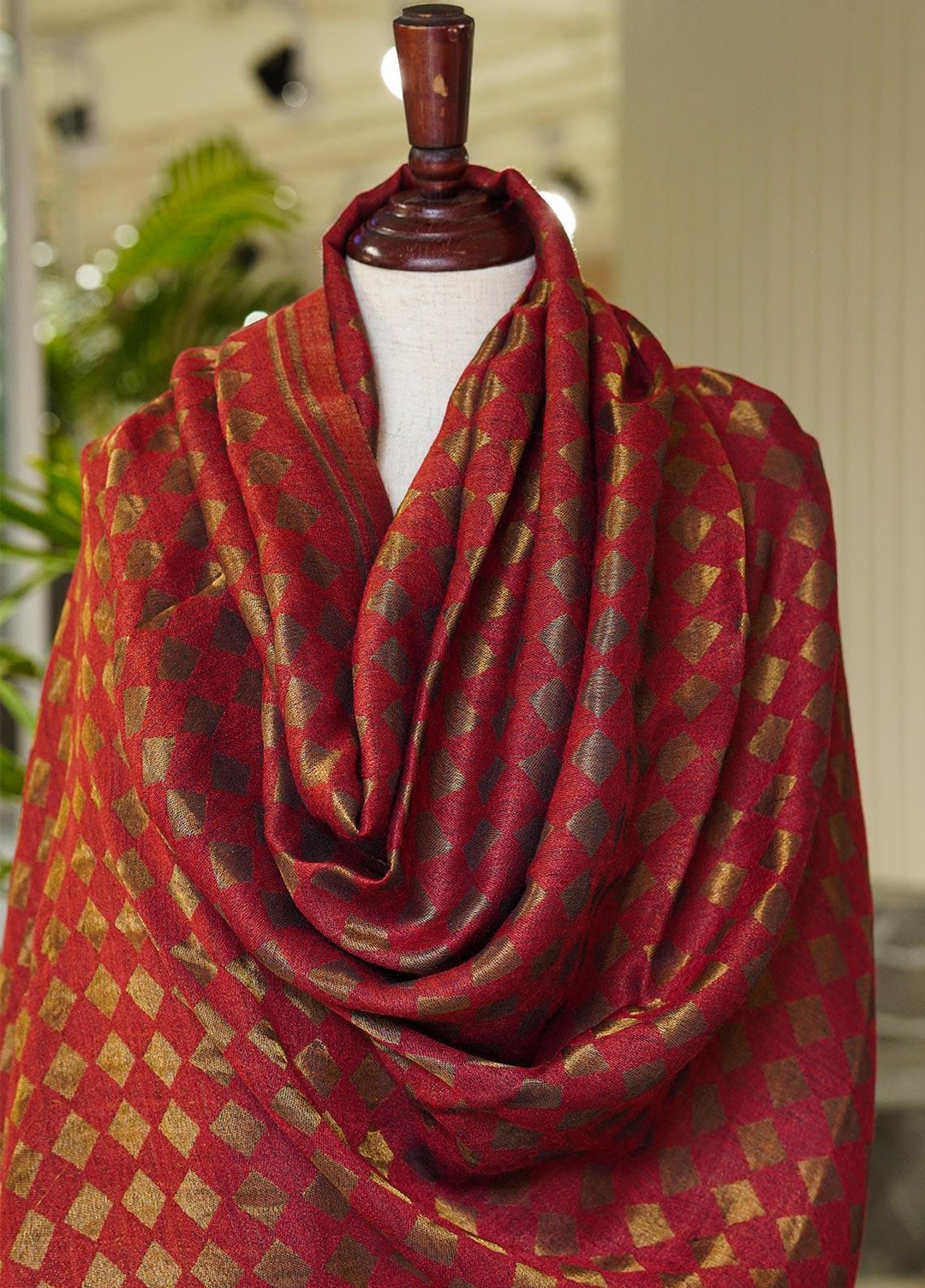 Sanaulla Exclusive Range  Pashmina  Shawls MAMA-01 Rust-2 - Pashmina Shawls