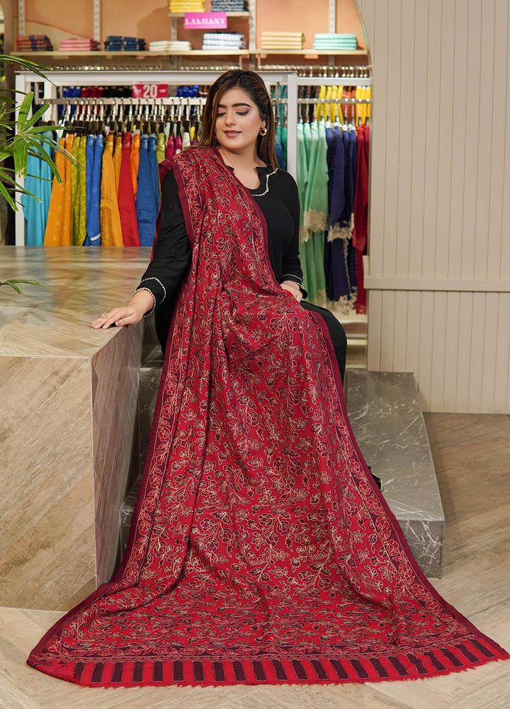 Sanaulla Exclusive Range  Pashmina  Shawls MAMA-06 Maroon      - Pashmina Shawls