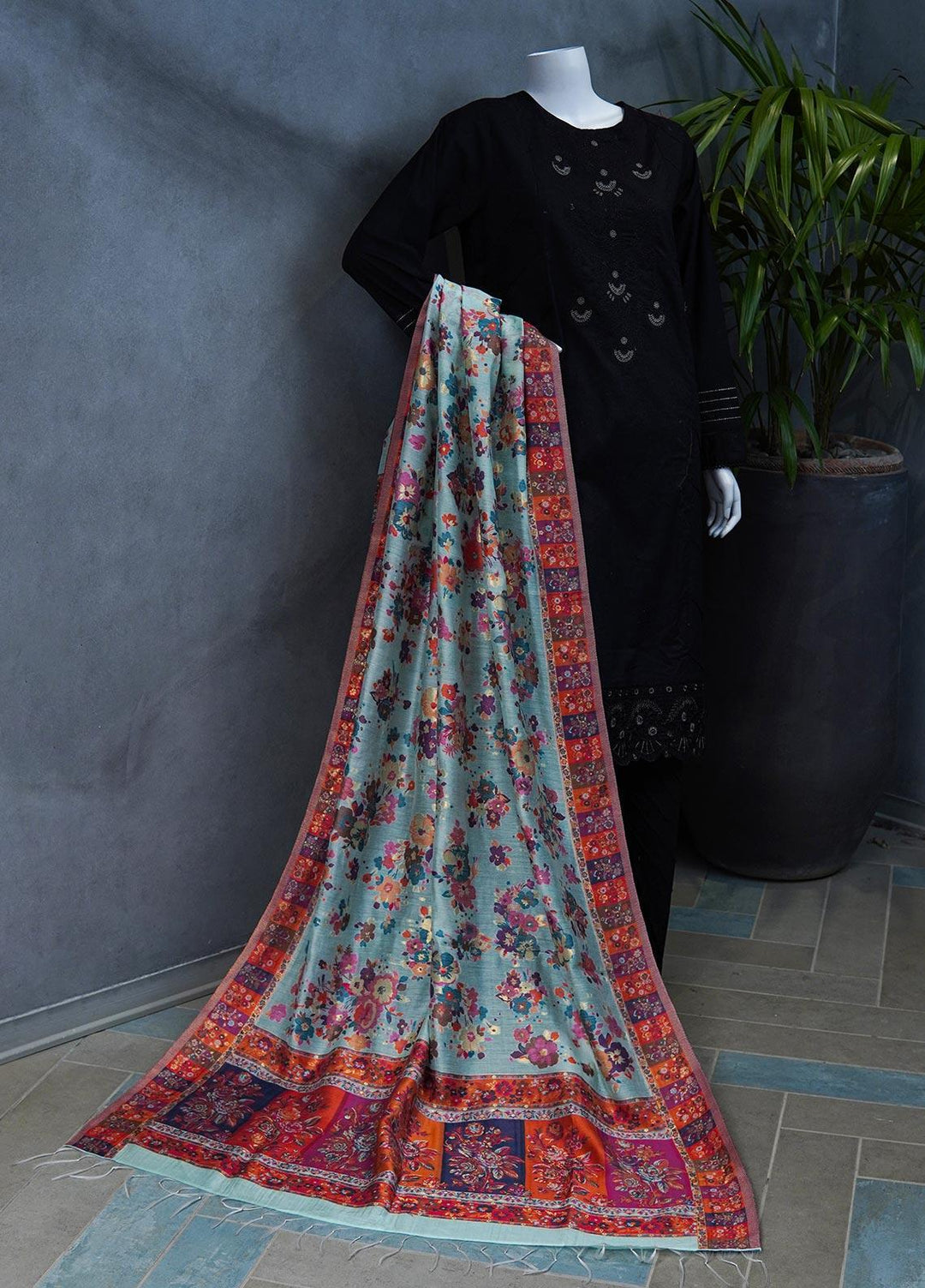 Sanaulla Exclusive Range  Pashmina  Shawls MAMA-11 Multi-7 - Pashmina Shawls