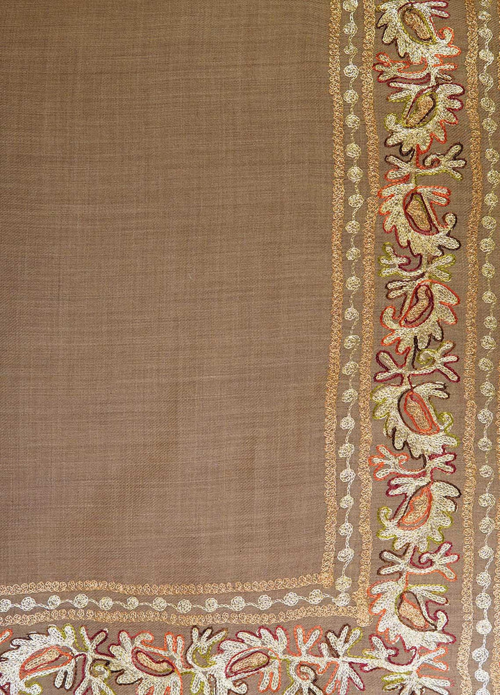 Sanaulla Exclusive Range  Pashmina  Shawls MAMA-27 Brown-7 - Pashmina Shawls