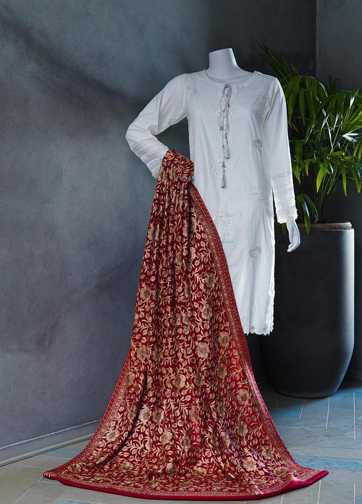 Sanaulla Exclusive Range  Pashmina  Shawls MAMA-36 Red-1 - Pashmina Shawls