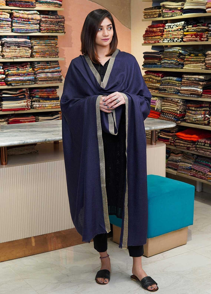 Sanaulla Exclusive Range  Pashmina  Shawls MAMA-41 Blue - Pashmina Shawls