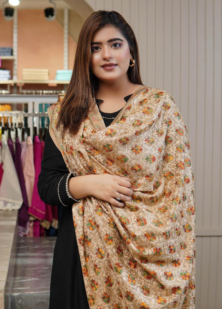 Sanaulla Exclusive Range  Pashmina  Shawls Mh Burfi Um Fine KPS-15 Brown-01  - Pashmina Shawls