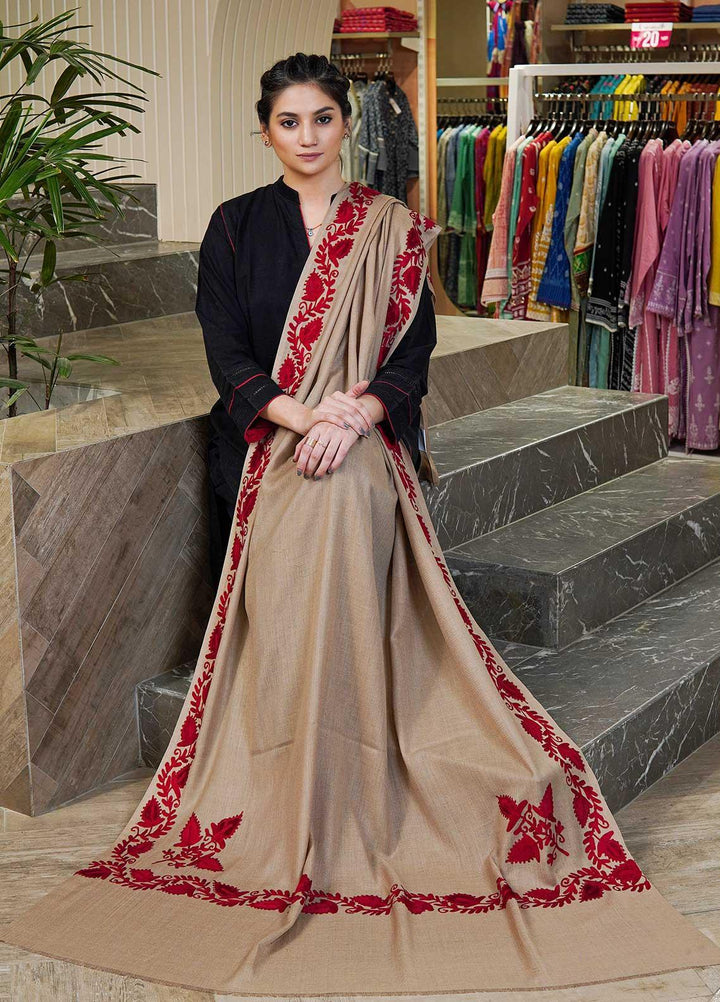 Sanaulla Exclusive Range  Pashmina  Shawls MAMA-26 Fawn-2 - Pashmina Shawls