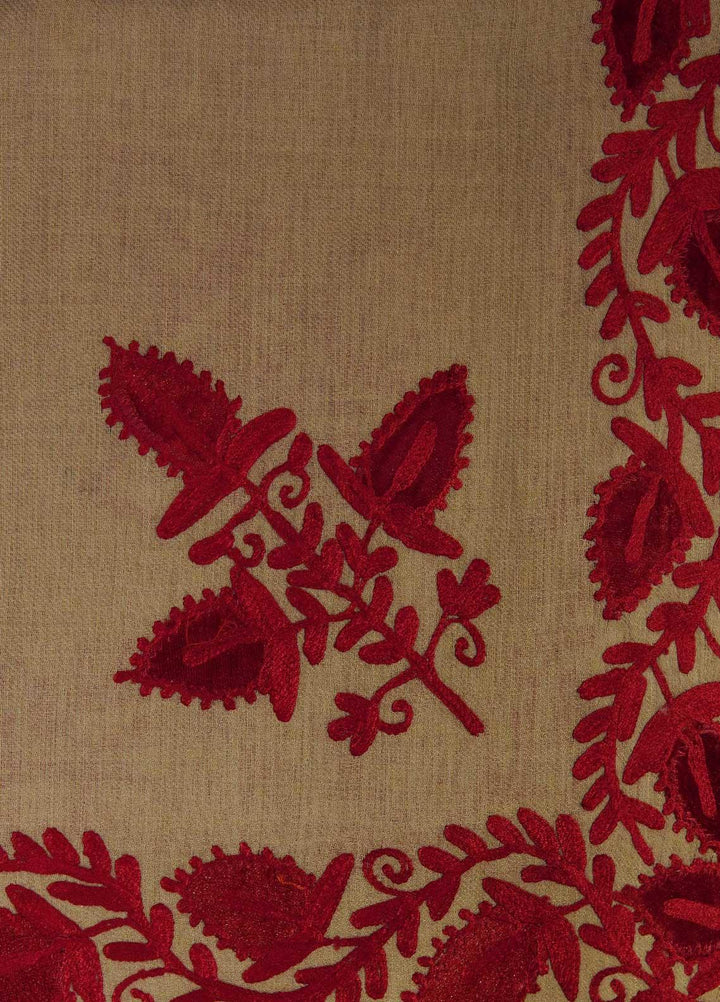 Sanaulla Exclusive Range  Pashmina  Shawls MAMA-26 Fawn-2 - Pashmina Shawls