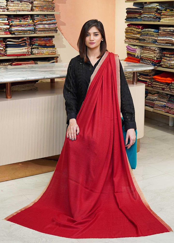 Sanaulla Exclusive Range  Pashmina  Shawls MAMA-41 Red - Pashmina Shawls
