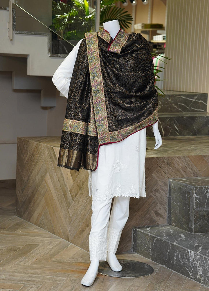 Sanaulla Exclusive Range  Pashmina  Shawls MAMA-04 Brown-2 - Pashmina Shawls
