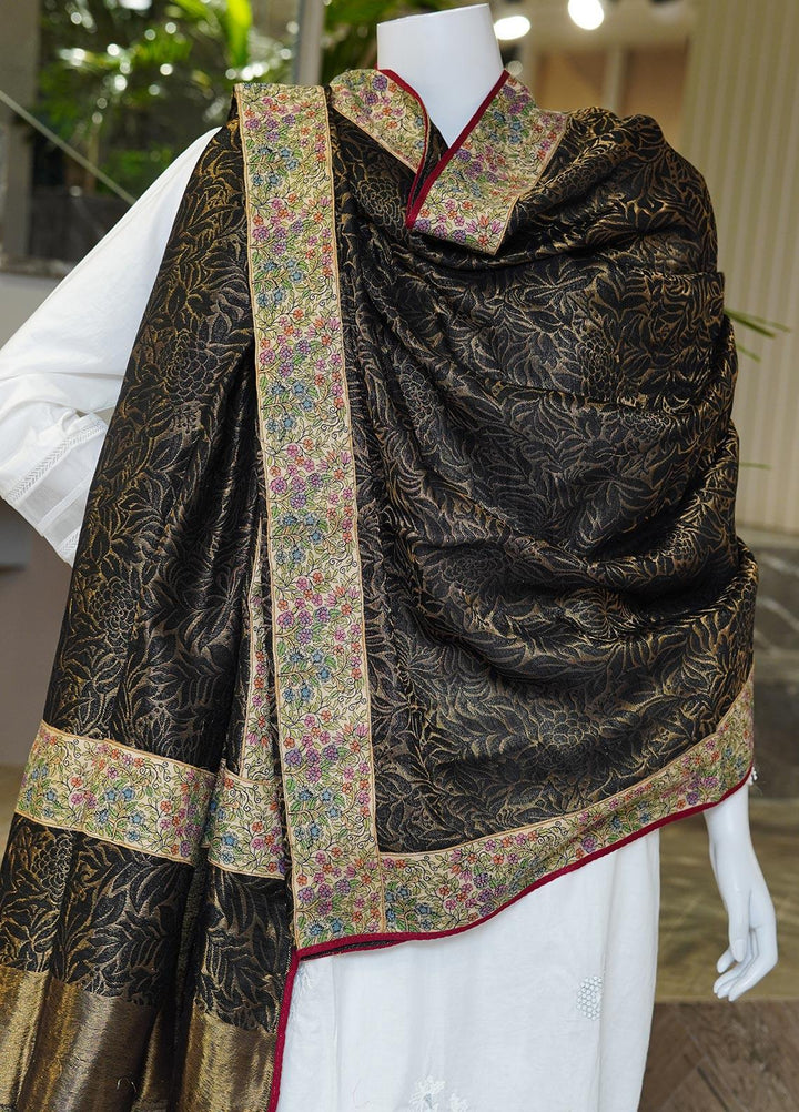 Sanaulla Exclusive Range  Pashmina  Shawls MAMA-04 Brown-2 - Pashmina Shawls