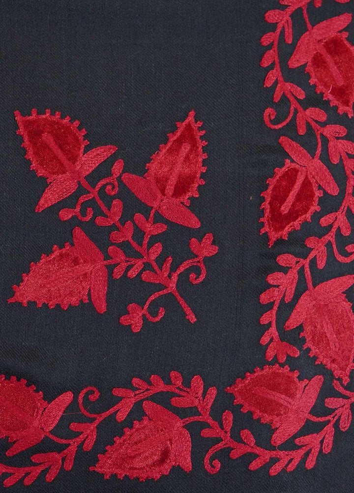 Sanaulla Exclusive Range  Pashmina  Shawls MAMA-26 Black-1 - Pashmina Shawls