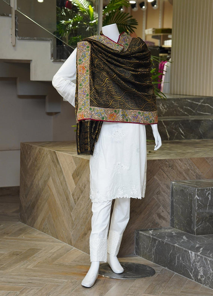 Sanaulla Exclusive Range  Pashmina  Shawls MAMA-04 Brown-3 - Pashmina Shawls