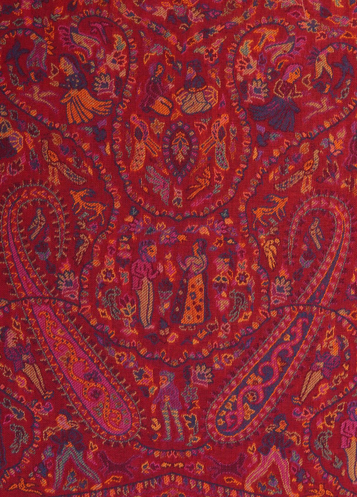 Sanaulla Exclusive Range  Pashmina  Shawls MAMA-08 Red      - Pashmina Shawls