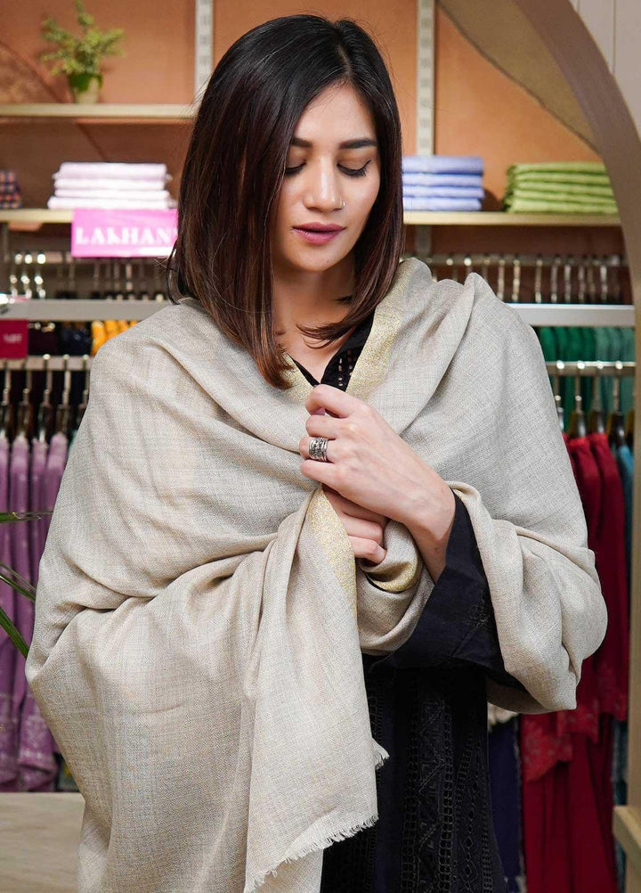Sanaulla Exclusive Range  Pashmina  Shawls MAMA-41 Fawn - Pashmina Shawls