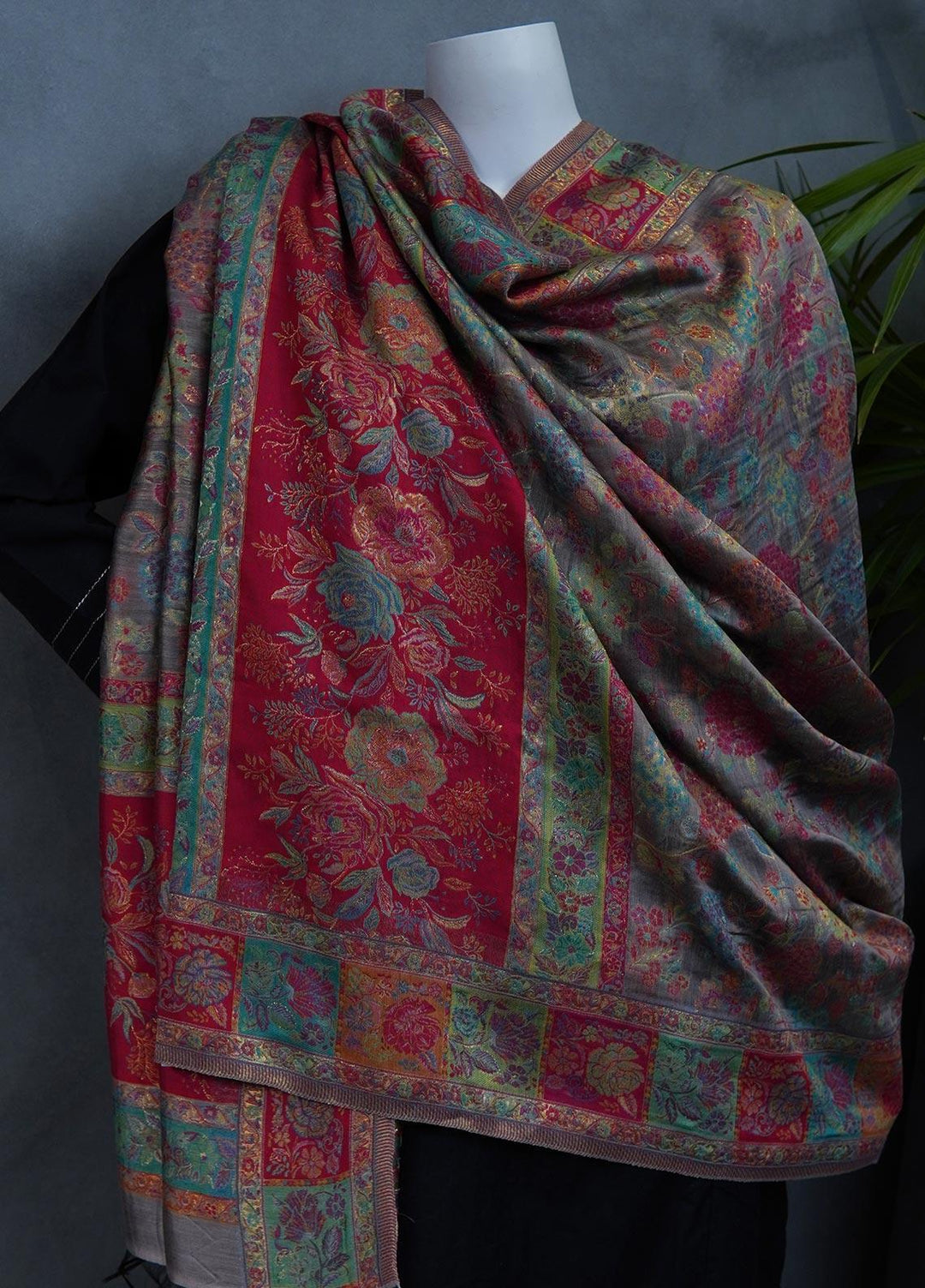 Sanaulla Exclusive Range  Pashmina  Shawls MAMA-11 Multi-12 - Pashmina Shawls