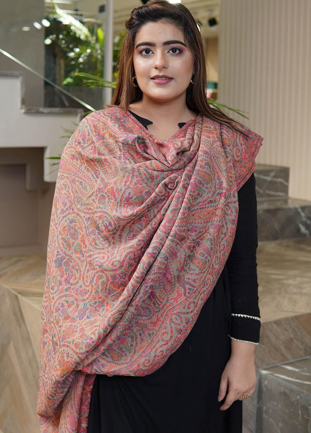 Sanaulla Exclusive Range  Pashmina  Shawls MAMA-08 Multi-1      - Pashmina Shawls