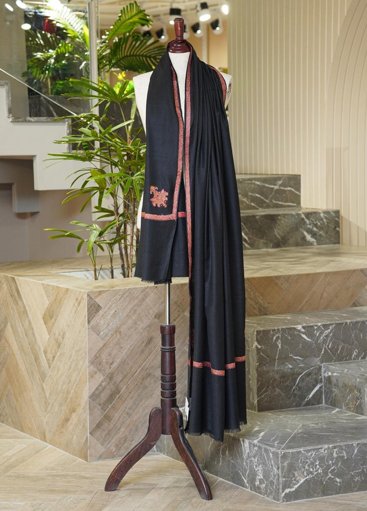 Sanaulla Exclusive Range  Pashmina  Shawls MAMA-14 Black - Pashmina Shawls