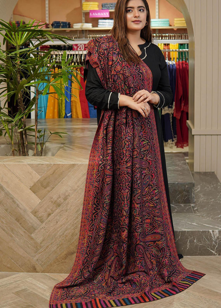 Sanaulla Exclusive Range  Pashmina  Shawls MAMA-08 Black-1      - Pashmina Shawls