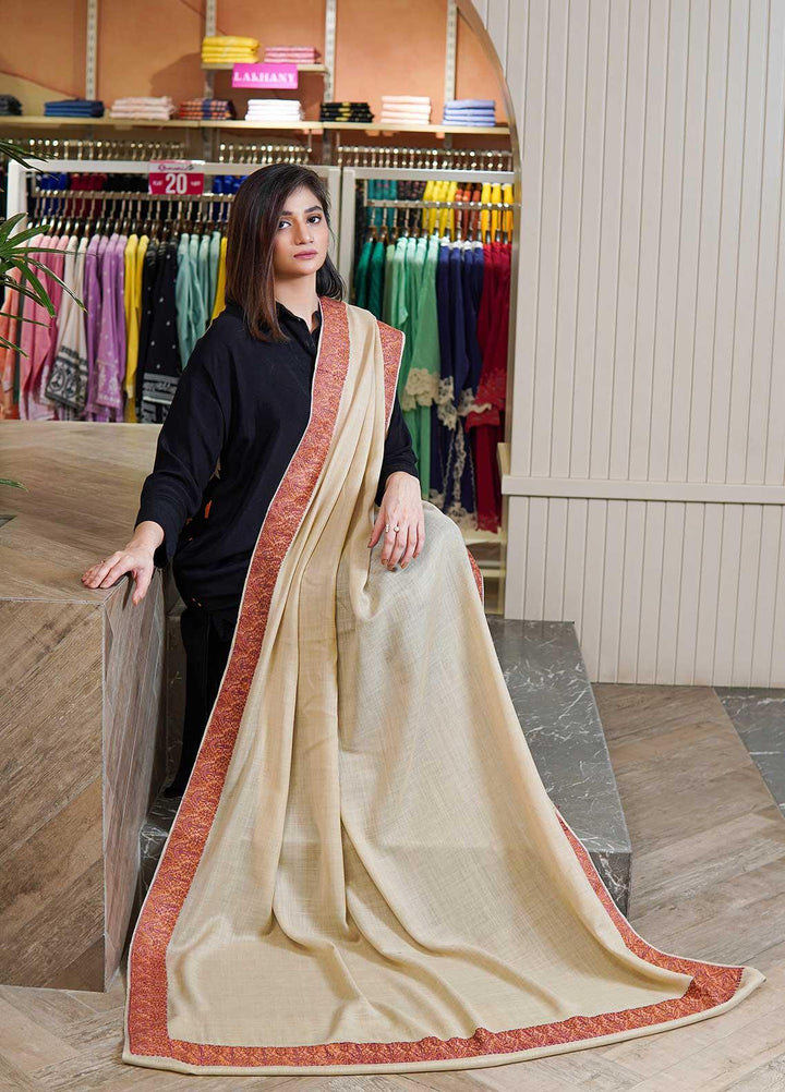 Sanaulla Exclusive Range  Pashmina  Shawls MAMA-31 Fawn-3 - Pashmina Shawls