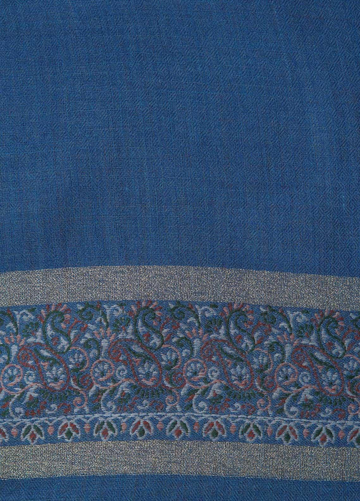 Sanaulla Exclusive Range  Pashmina  Shawls MAMA-44 Blue-3 - Pashmina Shawls