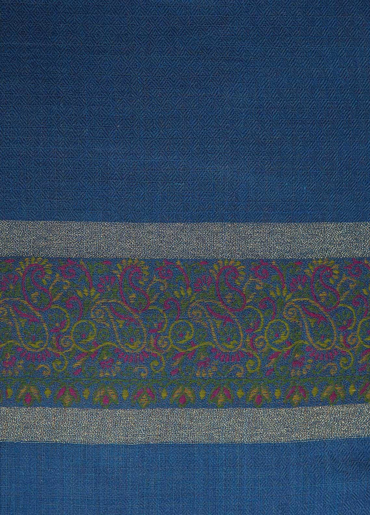 Sanaulla Exclusive Range  Pashmina  Shawls MAMA-44 Blue-4 - Pashmina Shawls